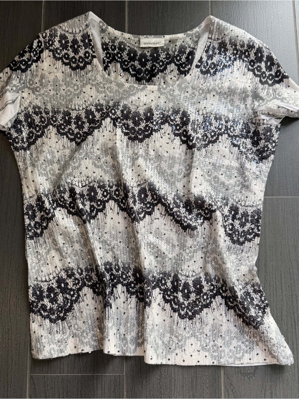 Black & White Lace Pattern Sequin Dress